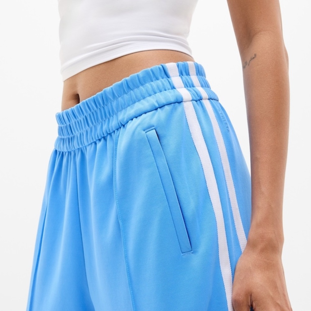 NWT Athleta Tempo Wide Leg Cornflower/White Track Pant Sz M (#767520) - Picture 4 of 8